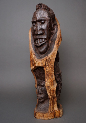 アフリカ　タンザニア　マコンデ　黒檀彫刻　78cm　木彫り　立像　一刀彫