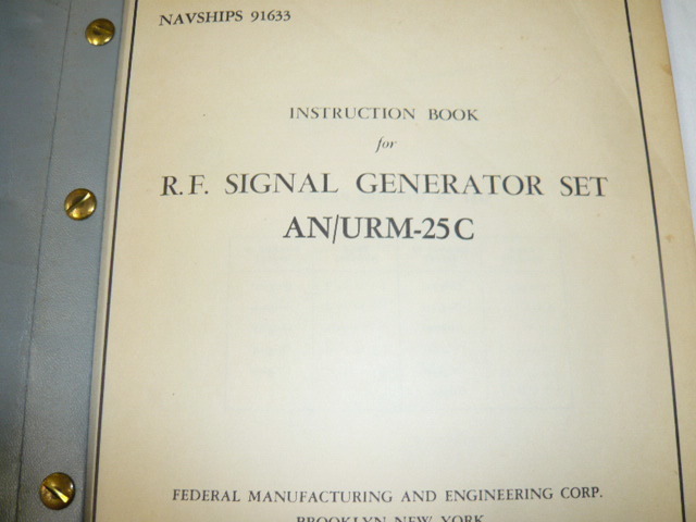 《指導書　回路図付き/N-009》AN/URM-25C　 　英文　シグネルジェナレーター　RF　SIGNAL　GENERATOR　SET/INSTRUCTION　BOOK_画像2