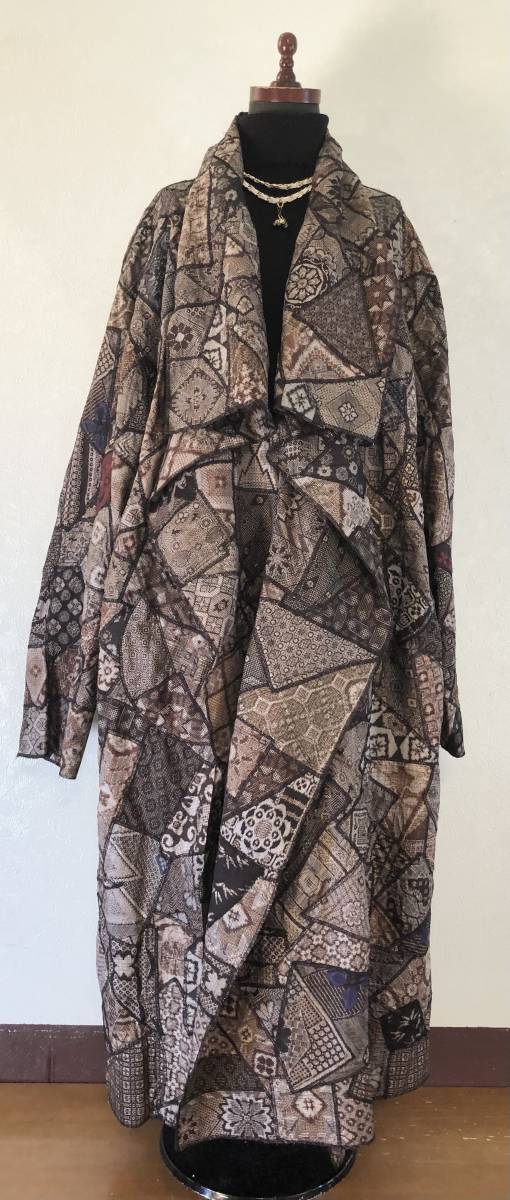 ヤフオク! - 布帛家48/大島紬/つぎはぎ/ラグランコート/男女兼用/古...