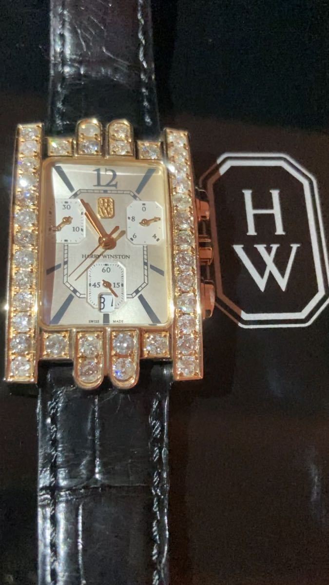 本物ハリーウィンストン18k製RGゴールドアヴェニューメンズフルダイヤモンド腕時計クロノグラフ43ミリHARRYWINSTON即決大歓迎です！_GOLDの輝きで原点回帰、効果効能は洗練覚醒