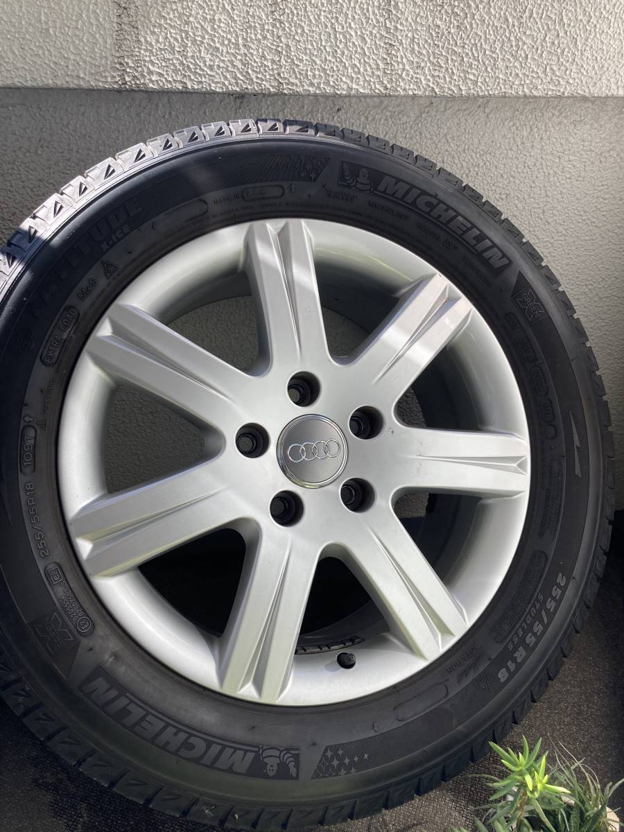 Audi Q7 4L 純正ホイール+スタッドレス 4本 255/55R18 MICHELIN