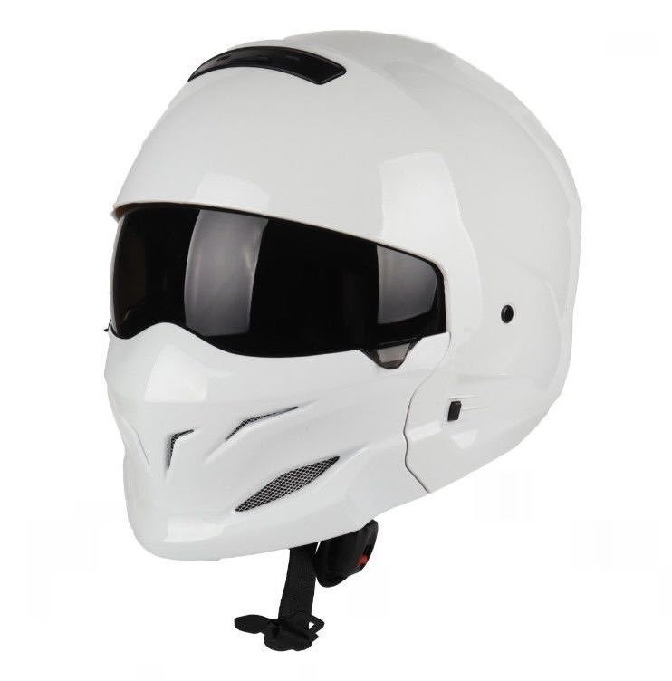 新品人気デザインバイクヘルメットホワイト大きいサイズありフルフェイスヘルメットかっこいいヘルメットシールド選択可能 限定価格セール