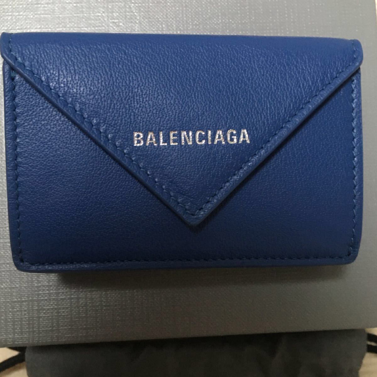 BALENCIAGA バレンシアガ ペーパーミニウォレット　ブルー　新品　三つ折り財布　Papierミニウォレット