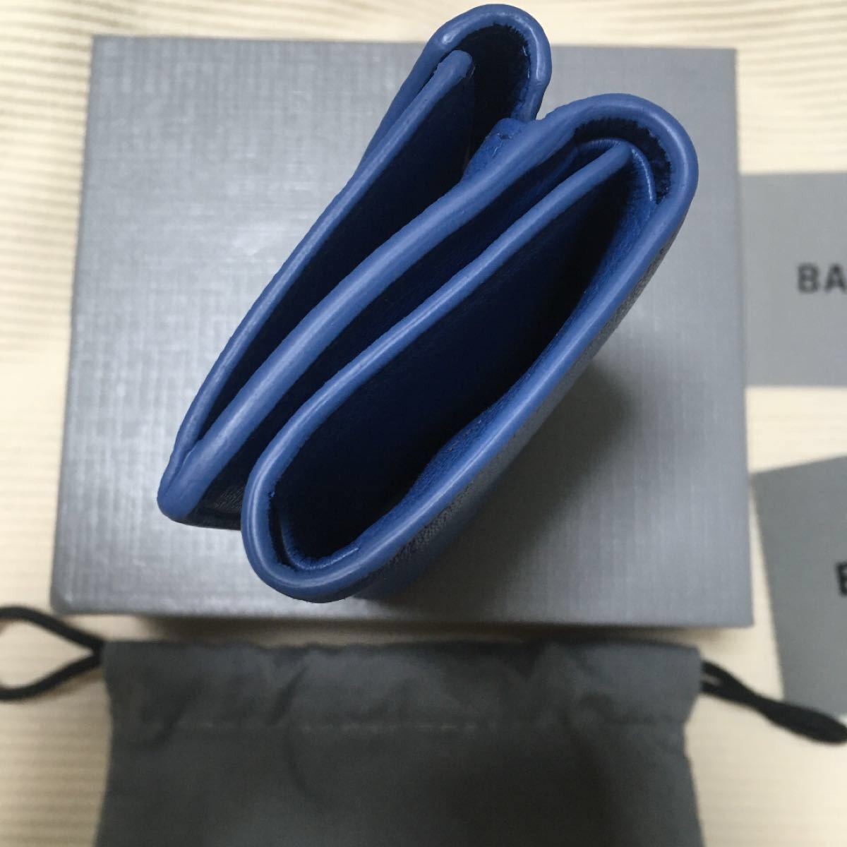 BALENCIAGA バレンシアガ ペーパーミニウォレット　ブルー　新品　三つ折り財布　Papierミニウォレット