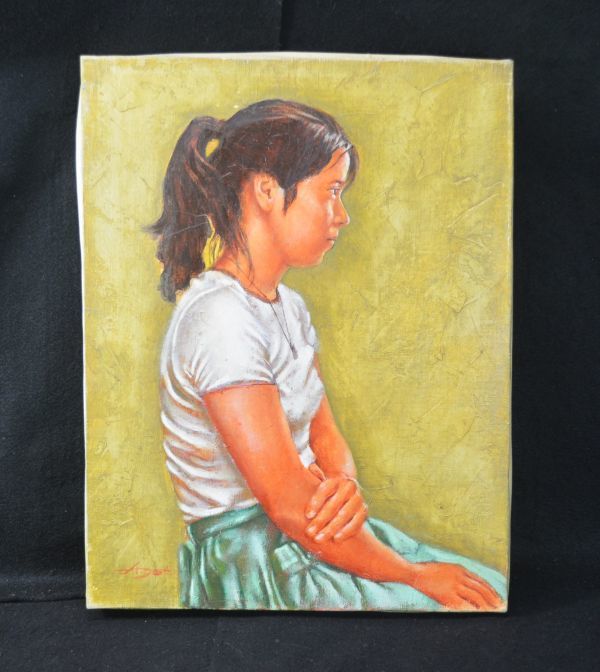 絵画 油絵 F4-081014 人物 可愛い子供たち 影遊び Yahoo!オークション - キャンバス画 油彩 油絵 人物画 「少女
