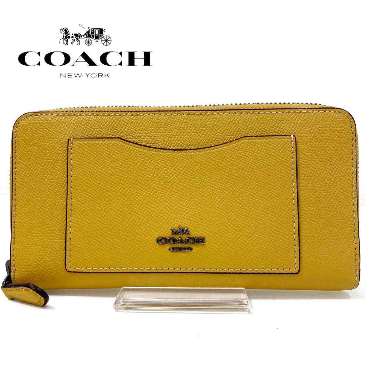 新品同様 未使用品 COACH コーチ レザー ラウンドジップ 長財布