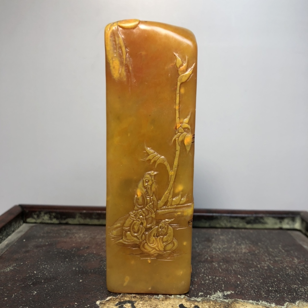 【聚寳齋*寿山石細密彫*山水印章】印鑒 篆書印 超美品 中国古美術