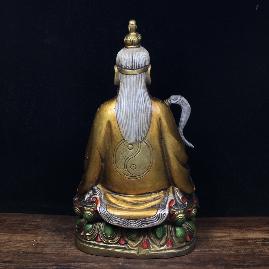 聚寳齋*銅製*彩繪 太上老君】置物 賞物 超美品 中国古美術 時代物 聚寳齋*銅製*彩繪 太上老君】置物 賞物 超美品 中国古美術 時代物