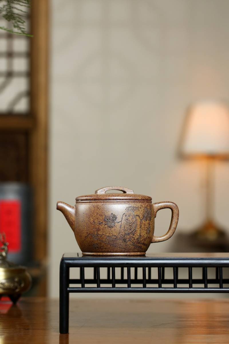 聚寶齋*紫砂精彫*漢瓦壺】希少珍品 茶壺 茶道具 中国時代美術 容量