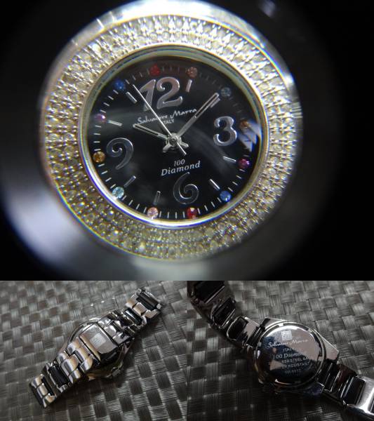 ○●Salvatore Marra サルバトーレ マーラ 100 Diamond レディース 腕時計 SM-6513 ジャンク　○●100石 ダイヤ (シングルカット)_画像3