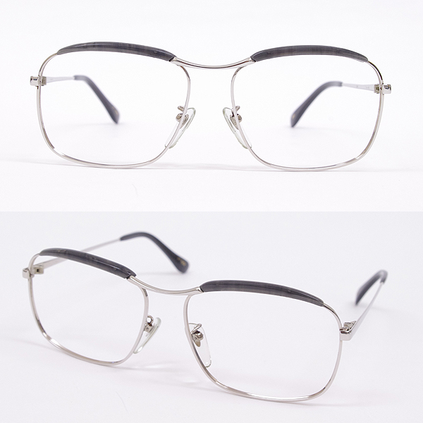 【眼鏡産地鯖江製ビンテージ眼鏡】スタープラチナを使用、個性的なワンブリッジ＆ブロー眼鏡【各部点検済みで長くお使いいただけます】_画像1