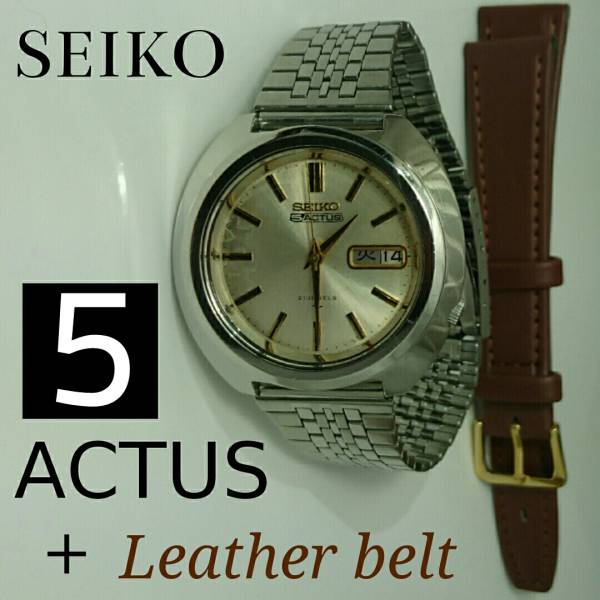 【本革レザーベルト付き】　SEIKO　セイコー　5　ACTUS　自動巻き　腕時計　中古　W012_セイコー５ＡＣＴＵＳ＋本革レザーベルト