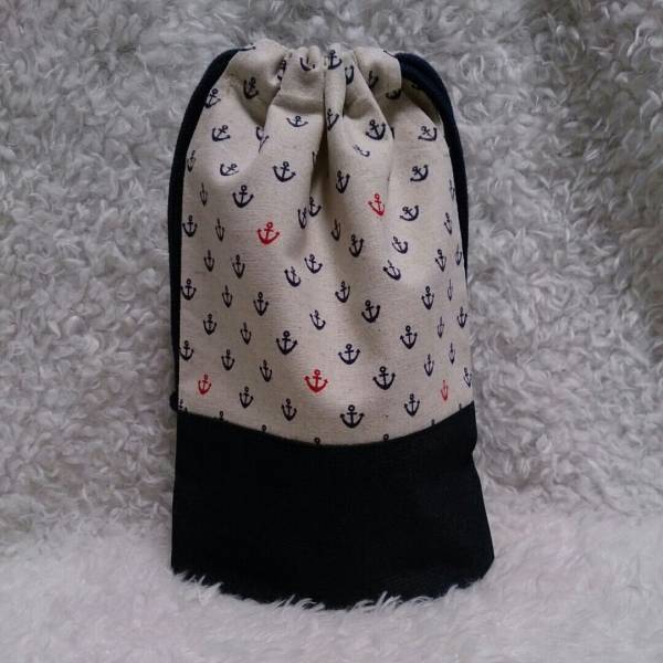 No.134* hand made * lunch sack! squid li pattern × Denim 