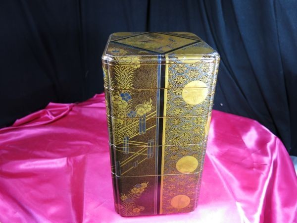 本当に信頼出来る店 梨地撫子蒔絵五段重箱 B 江戸時代中期 重箱 - 名品 漆工 重箱