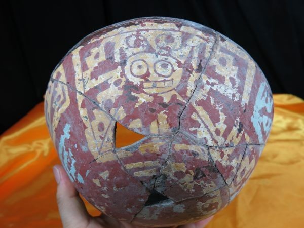 B　古代彩色碗　プレインカ　遺跡発掘品　土器　副葬品　ペルー_画像9