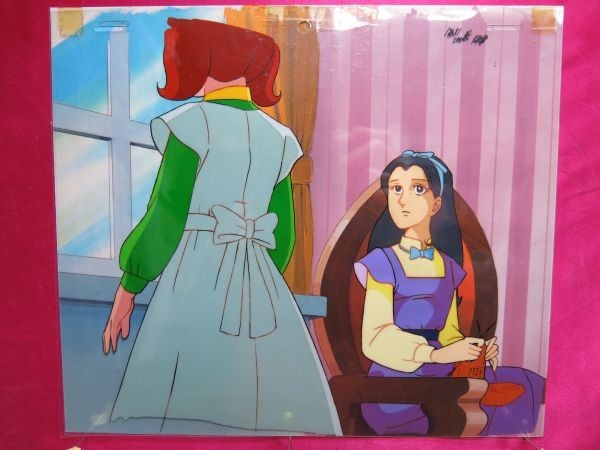 B 若草の四姉妹 セル画 椅子でのメグ 直筆背景 張り付きあり B 若草の四姉妹 セル画 椅子でのメグ 直筆背景 張り付きあり