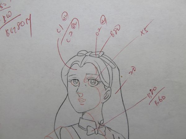 B 若草の四姉妹 セル画 椅子でのメグ 直筆背景 張り付きあり アニメ B 若草の四姉妹 セル画 椅子でのメグ 直筆背景 張り付きあり アニメ