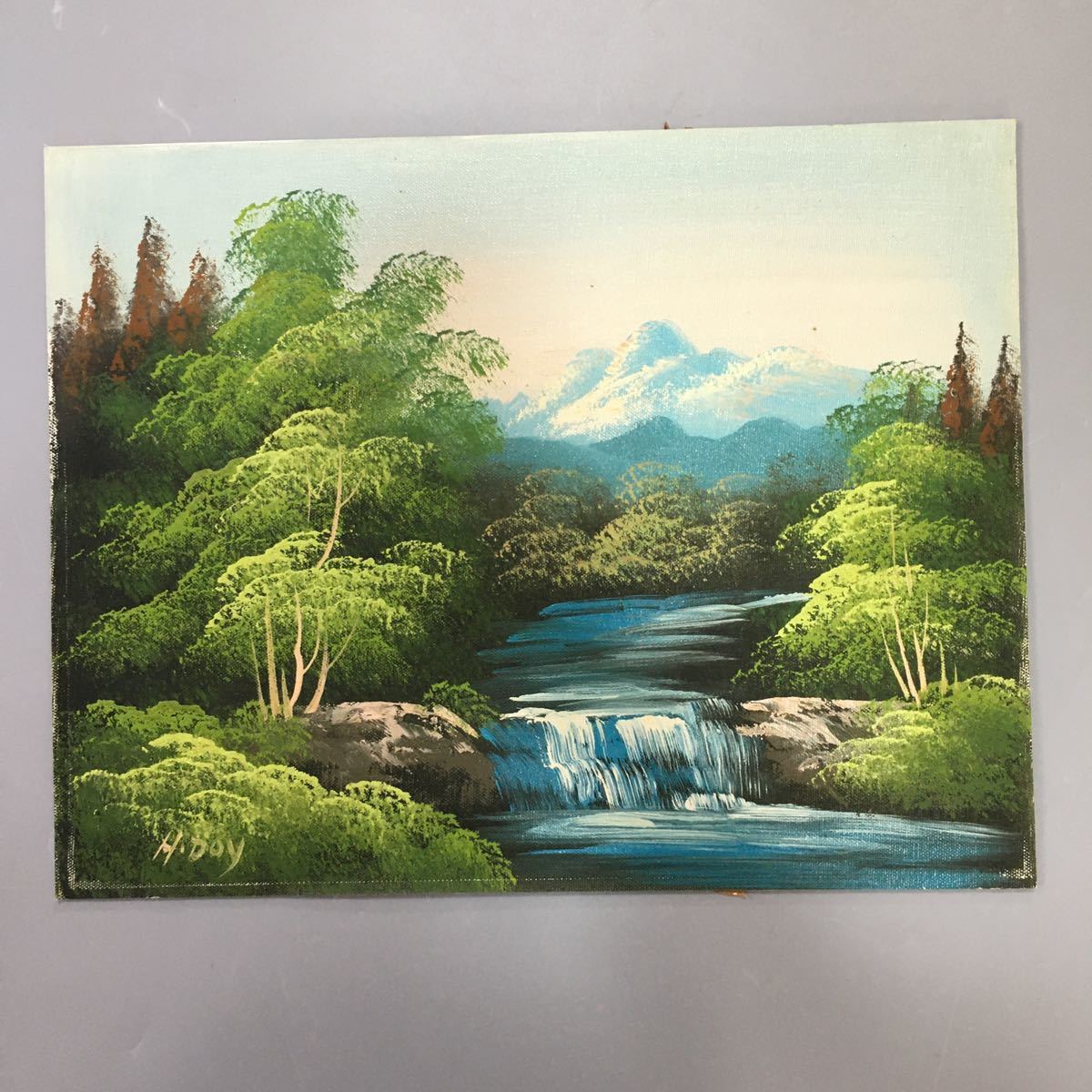 ヤフオク! - 油絵 H.DOY 風景画 油彩 絵画 山 川 自然 飾り物