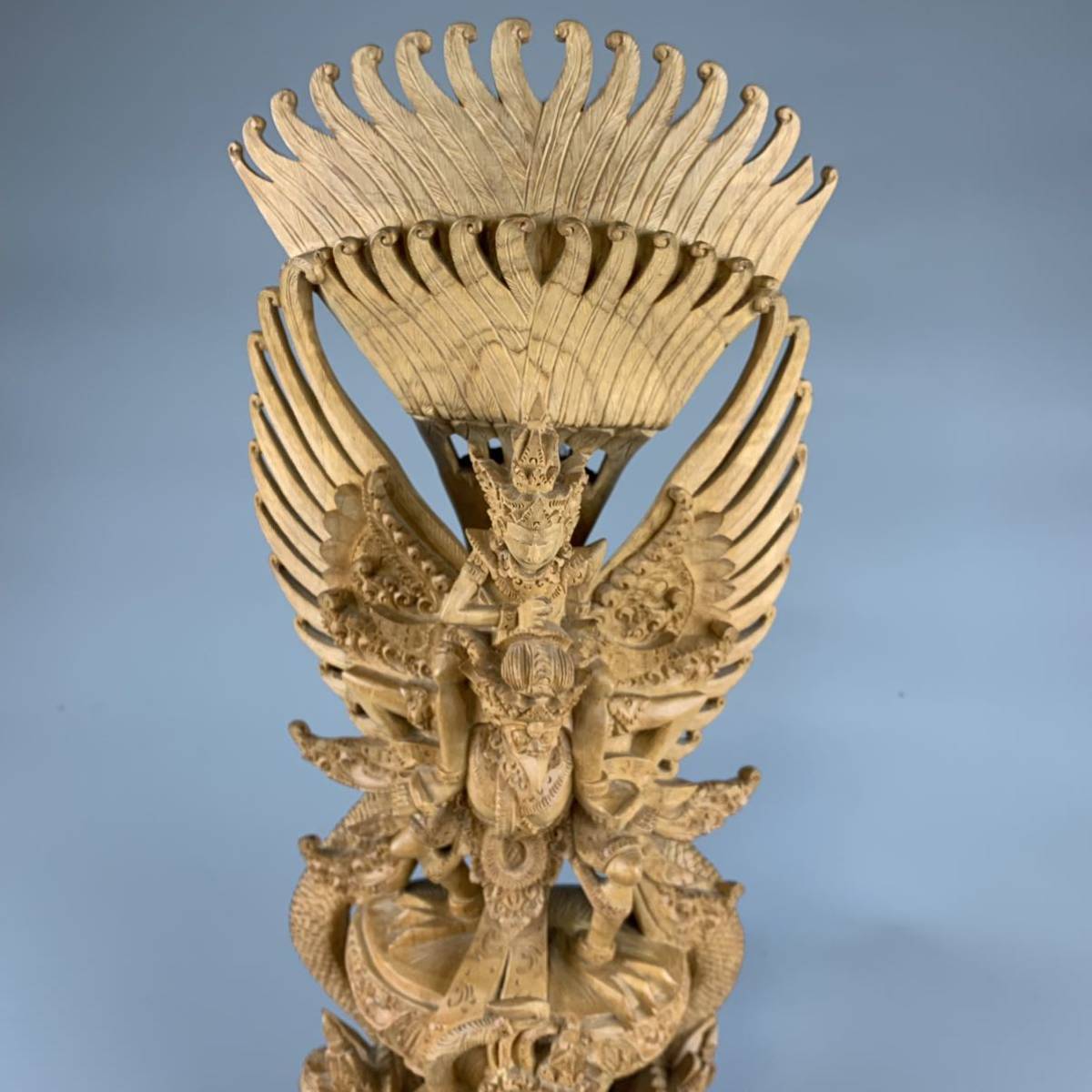 アンティーク インドネシア バリ彫刻 細密木彫 ガルーダ 置物 チベット 