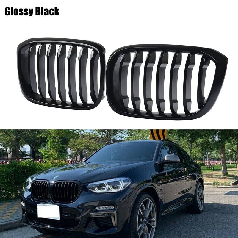 BMW X3 X4 G01 G02 2018-2020 キドニーグリル,フロントフードグリル,光沢 ある黒_画像1