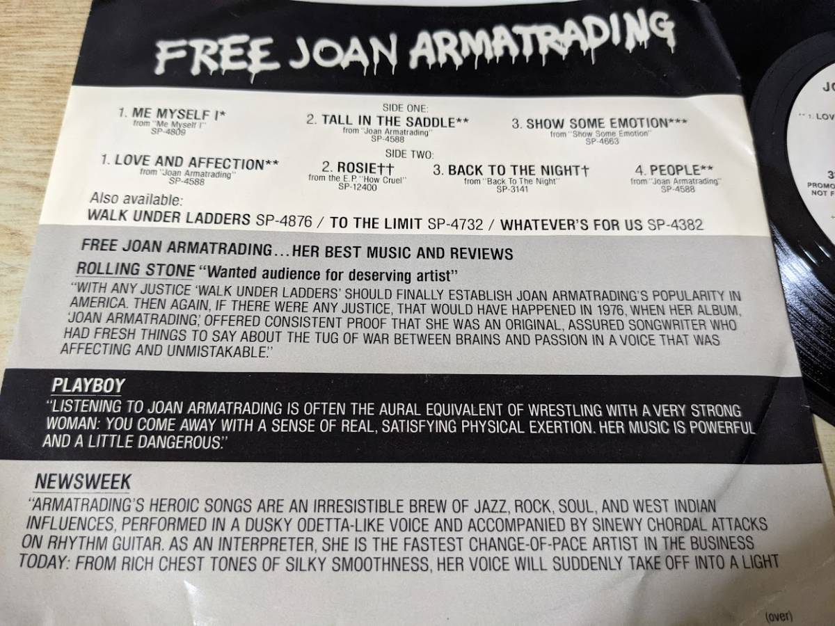 即決! プロモ EP★ ジョーン・アーマトレイディング JOAN ARMATRADING Mini-Sampler (ME MYSELF/TALL IN THE SADDLE他) 非売品_画像3