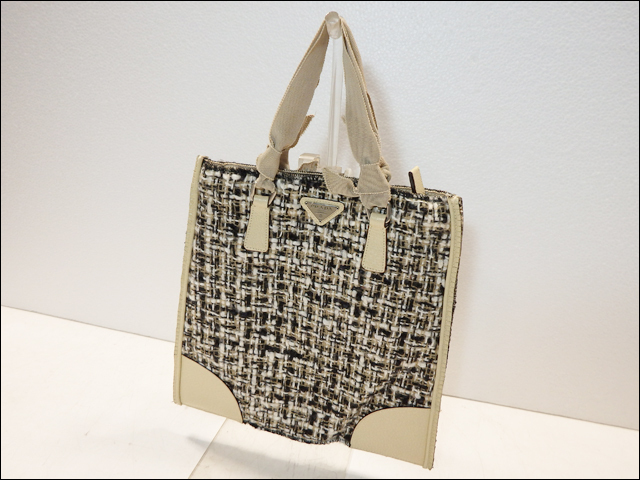 Yahoo!オークション - PRADA プラダ ツイード×レザー/トート Yahoo!オークション - PRADA プラダ ツイード×レザー/トート
