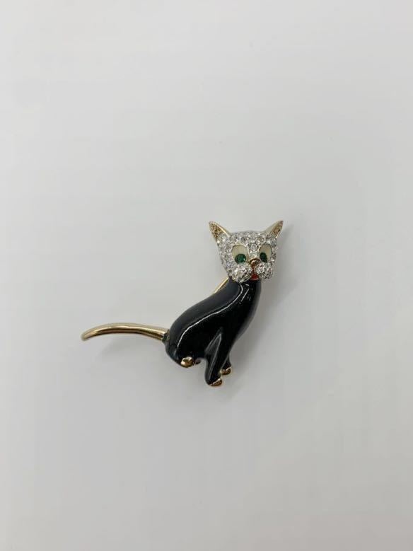 【美品】英国　ロンドン購入　ヴィンテージ 猫　エナメル　ゴールドブローチ　コスチュームジュエリー_画像7