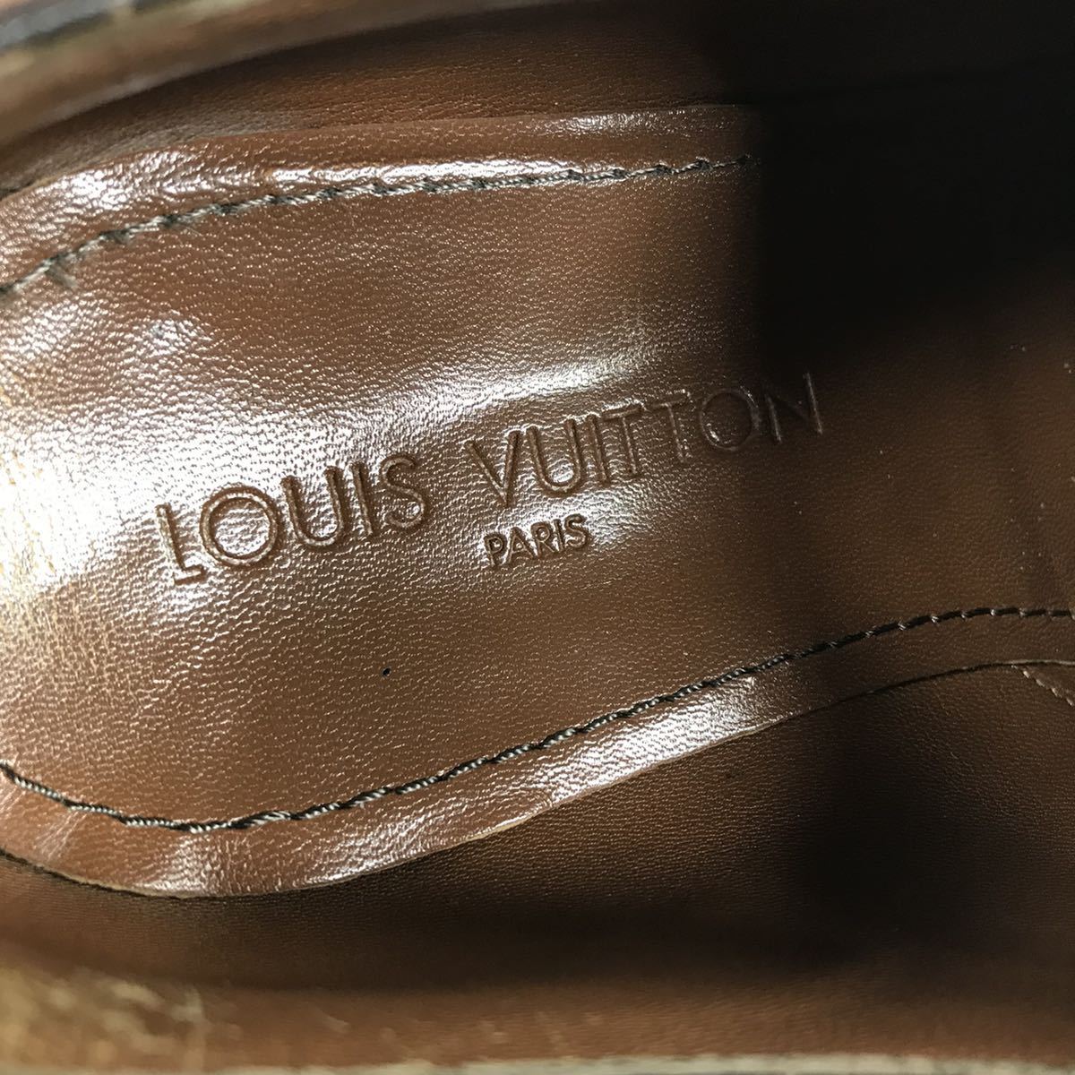 【ルイヴィトン】本物 LOUIS VUITTON 靴 25.5cm 茶 ビジネスシューズ 外羽根式 本革 レザー 男性用 メンズ イタリア製 6 1/2_画像9