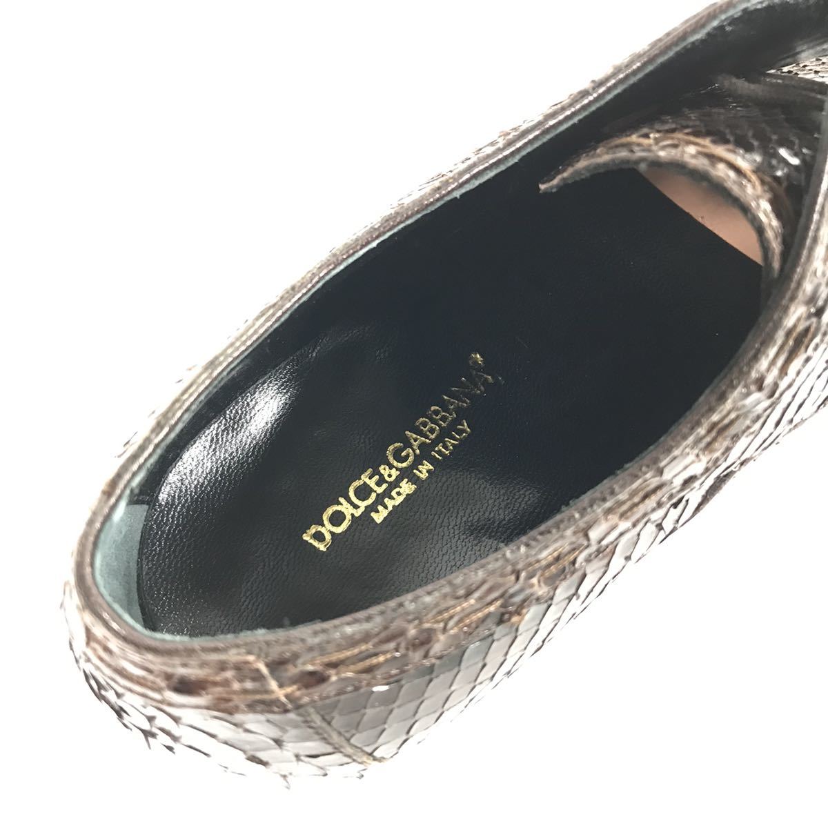 ドルチェ&ガッバーナ】本物 DOLCE&GABBANA 靴 25.5cm 茶 総パイソン