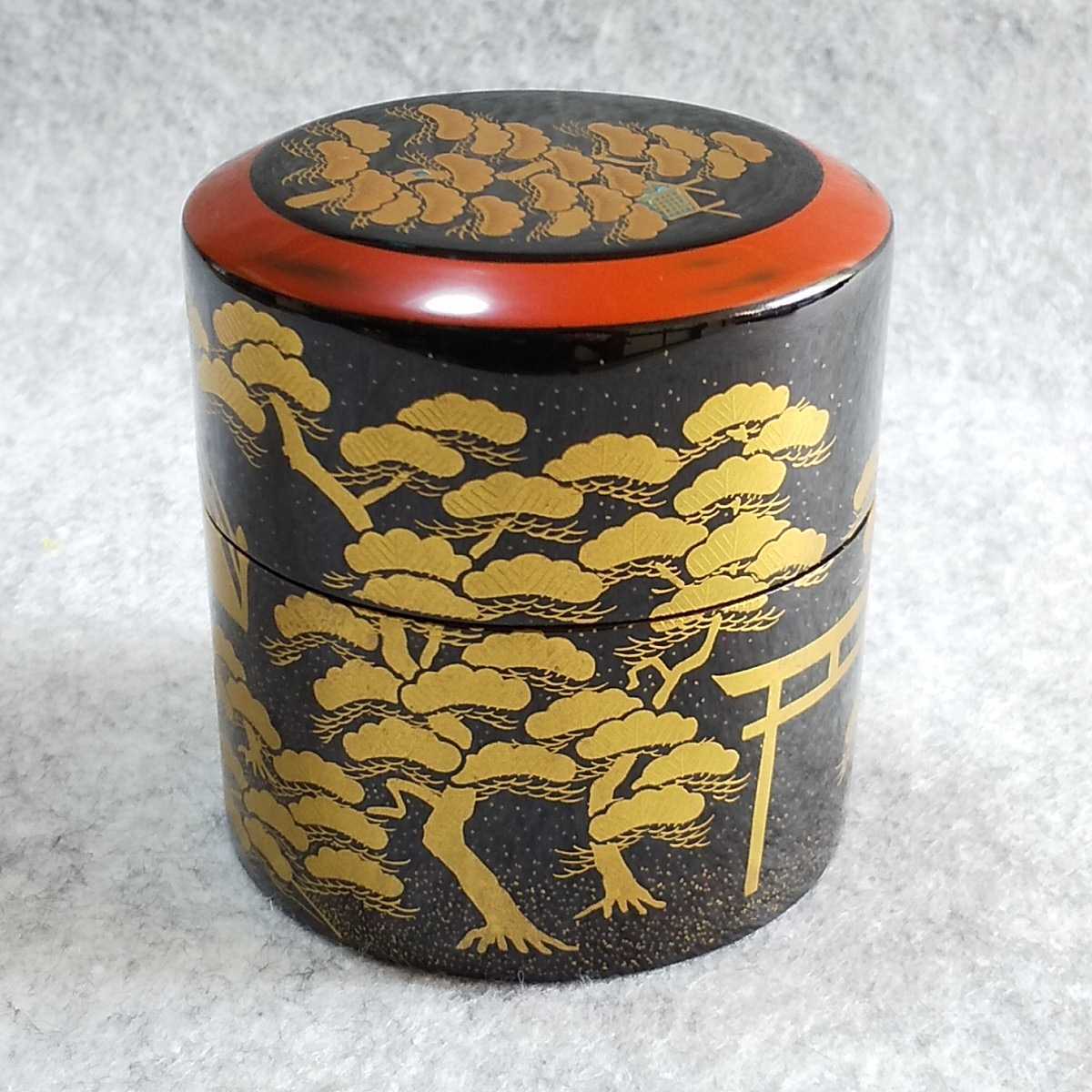茶道具 加賀 蒔絵師 和田寿峰 住吉蒔絵 茶器 中次 共箱 栞付 山中漆器