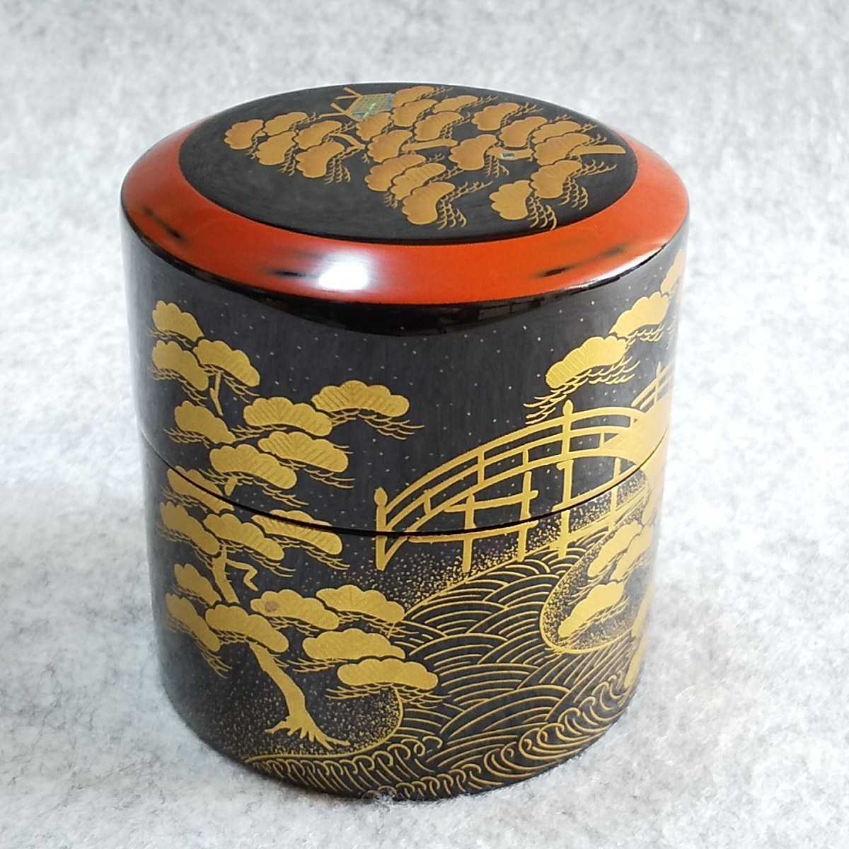 茶道具 加賀 蒔絵師 和田寿峰 住吉蒔絵 茶器 中次 共箱 栞付 山中漆器