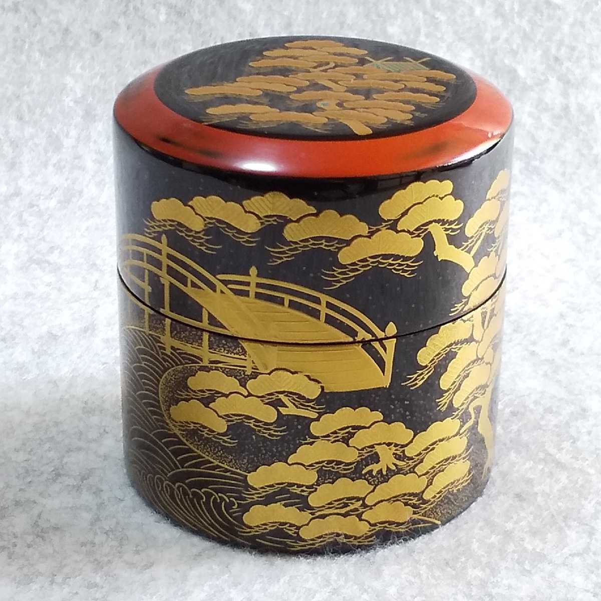 茶道具 加賀 蒔絵師 和田寿峰 住吉蒔絵 茶器 中次 共箱 栞付 山中漆器