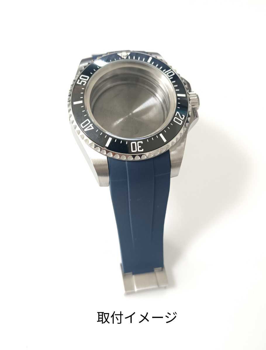 腕時計 交換 社外 ラバーベルト 21mm カーブエンド ネイビー 腕時計 交換 社外 ラバーベルト 21mm カーブエンド ネイビー