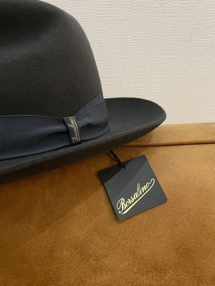 ボルサリーノ borsalino グアナコ ワイド フェルトハット 59 濃茶-