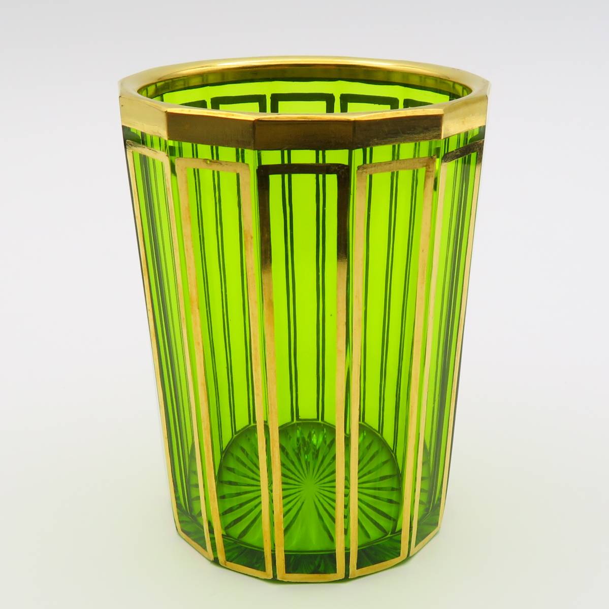 即納 (B) バカラ アールデコ 金彩 グリーン タンブラー グラス BACCARAT 緑 ロックグラス ショットグラス ハイボール