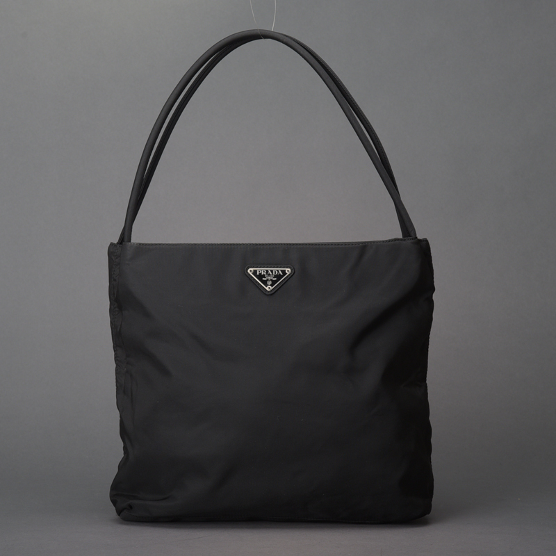 PRADA】ハンドバッグ ナイロン ブラック 三角ロゴプレート 肩かけ