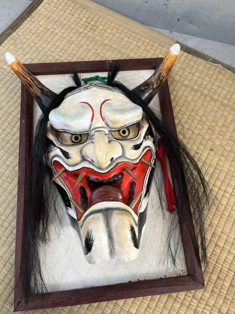 お面・石見神楽面・オリジナル・新品・和紙張り・壁掛け&スタンド式