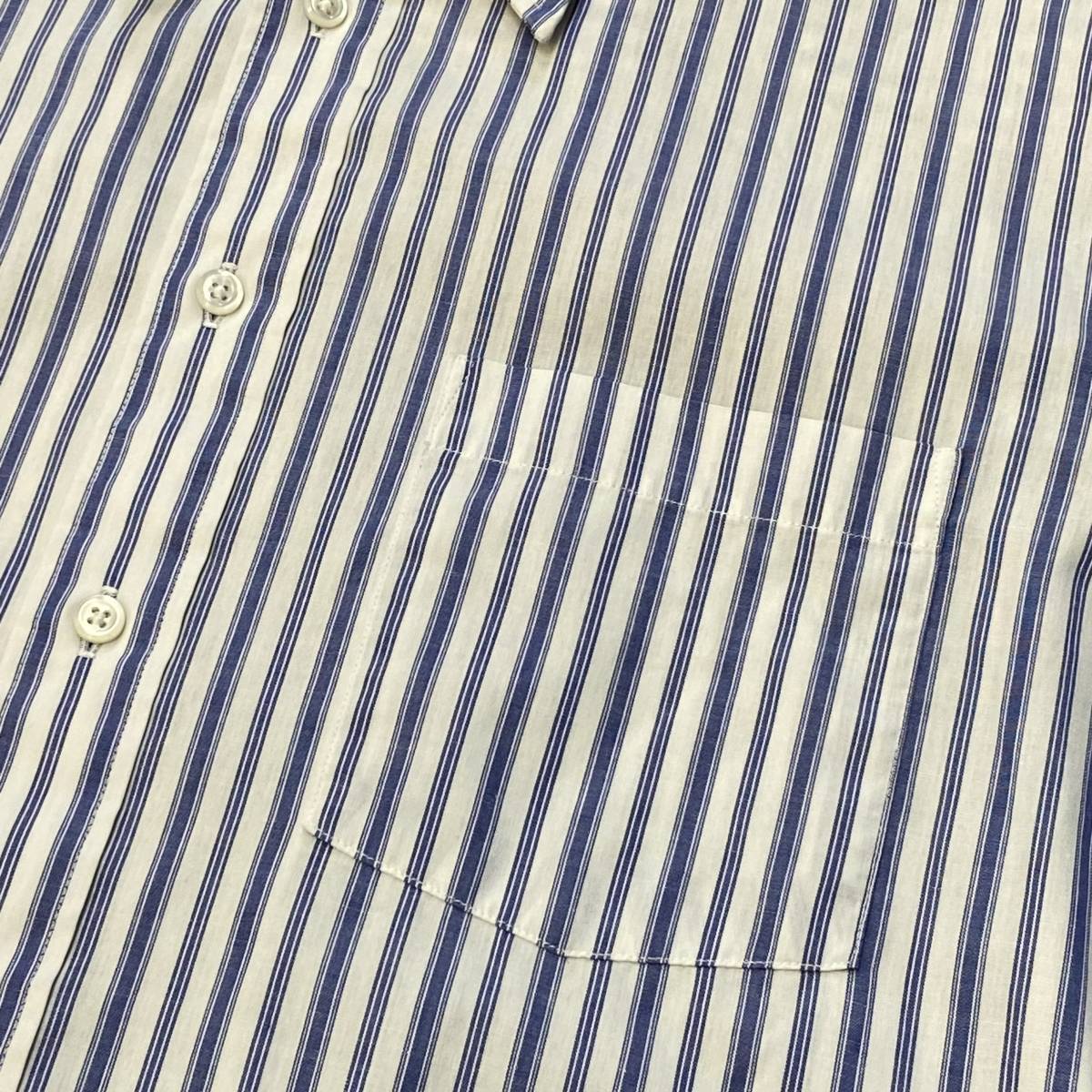 80s Christian Dior ストライプ柄 ボタンダウンシャツ 16 32-33 ブルー×ホワイト 長袖 シャツ クリスチャン ディオール ヴィンテージ_画像5