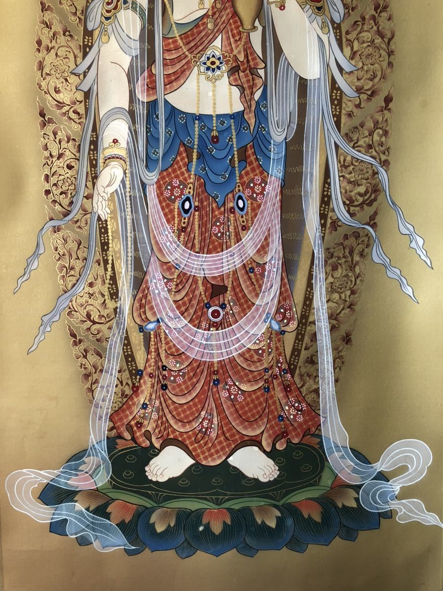 仏教美術 仏画 『十一面観音立像』 仏像 彩色 掛軸 仏教美術 仏画 『十一面観音立像』 仏像 彩色 掛軸