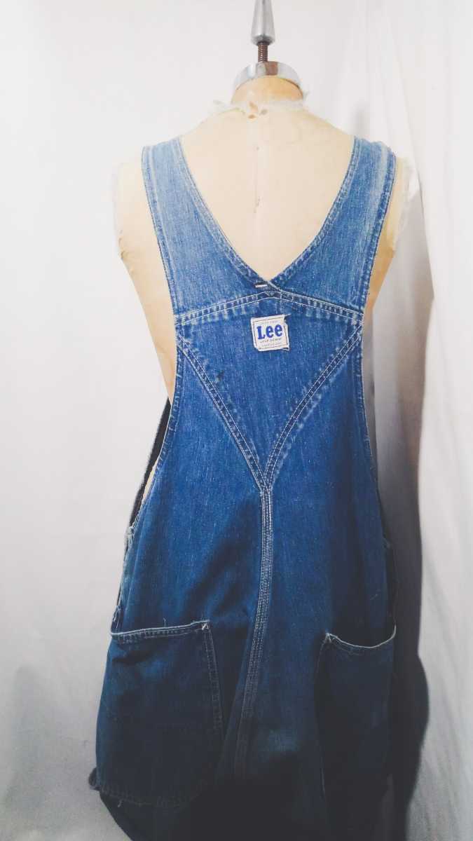 Vintage Lee Jelt denim Overalls 60s リー オーバーオール ジェルトデニム ロングL R MR 無し ピスネーム トリプルステッチ ビンテージ_画像3