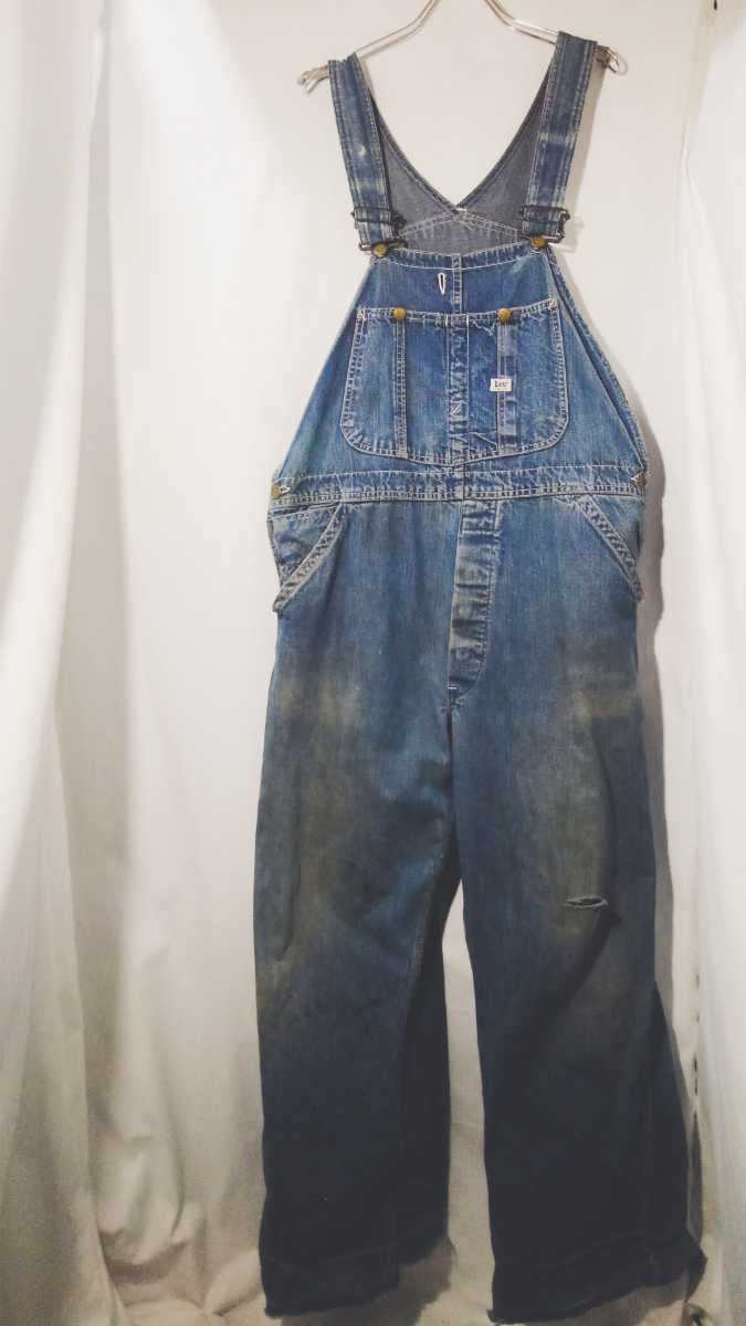 Vintage Lee Jelt denim Overalls 60s リー オーバーオール ジェルトデニム ロングL R MR 無し ピスネーム トリプルステッチ ビンテージ_画像4