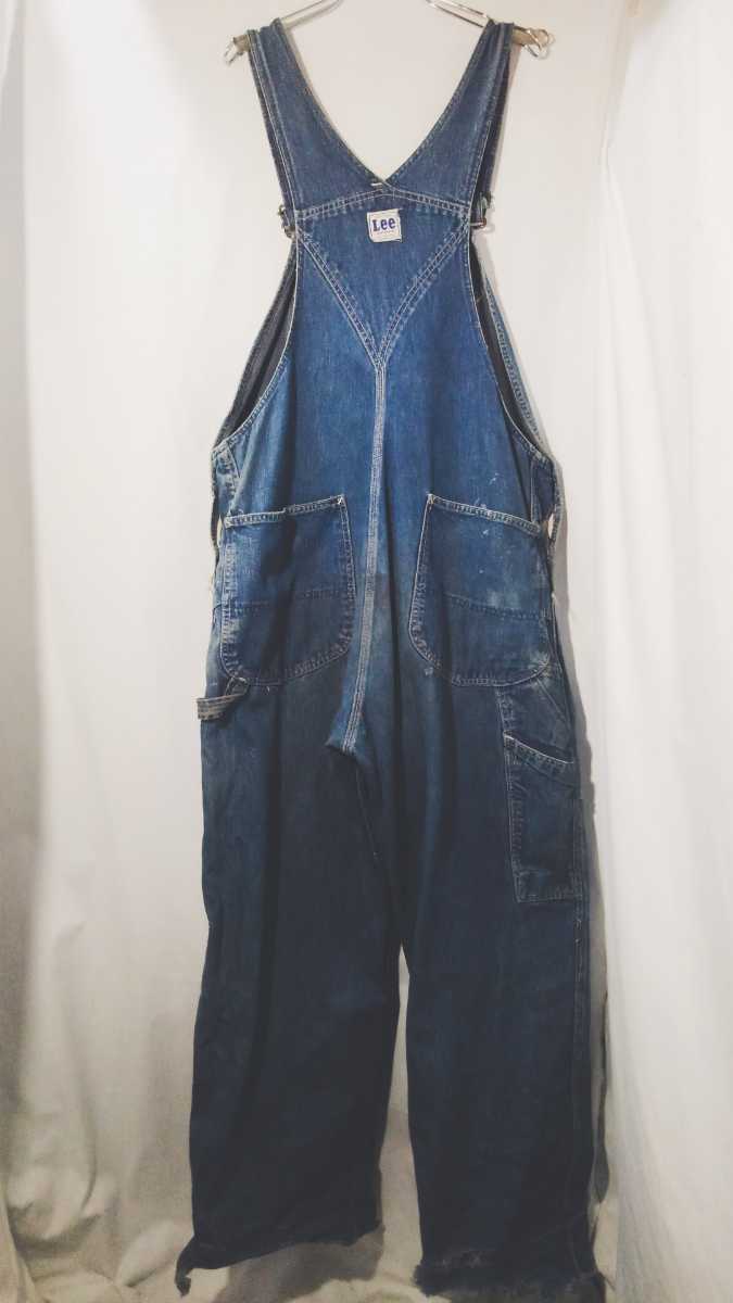 Vintage Lee Jelt denim Overalls 60s リー オーバーオール ジェルトデニム ロングL R MR 無し ピスネーム トリプルステッチ ビンテージ_画像5