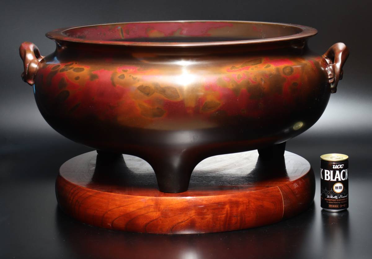 K 美品 極上造り 斑紫銅 大火鉢 重量34.7Kg - 工芸品