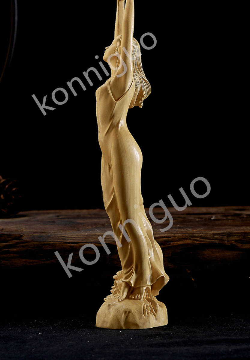 [ finest quality. tree carving ] beautiful young lady beautiful woman woman god nude beautiful young lady .. image woman image oriental sculpture natural tree ornament Buxus microphylla made high class tree carving small .JS03