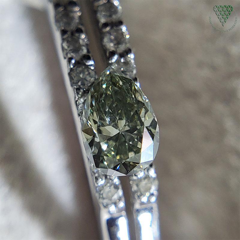 0.135 ct FANCY GRAY GREEN VS2 CGL 天然 グレイ グリーン ダイヤモンド ペア シェイプ DIAMOND EXCHANGE FEDERATION_画像4