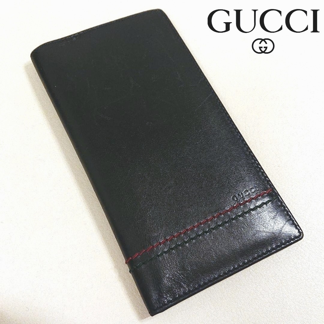 レア美品】GUCCIグッチ 長財布 長札入 シェリーライン 薄 シンプル-