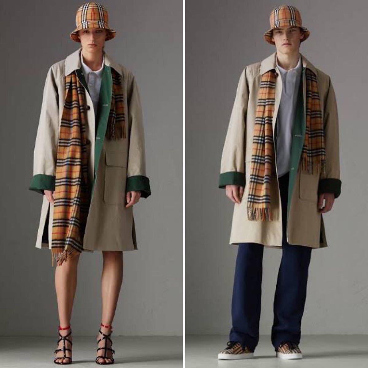 BURBERRY London England】Reissued beige waxedギャバジンcar coat L