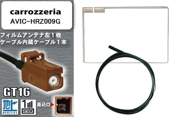 スクエア型 フィルムアンテナ ケーブル セット 地デジ カロッツェリア 国内送料無料 carrozzeria 用 AVIC-HRZ009G 高感度 車 ワンセグ 汎用 フルセグ 最新最全の