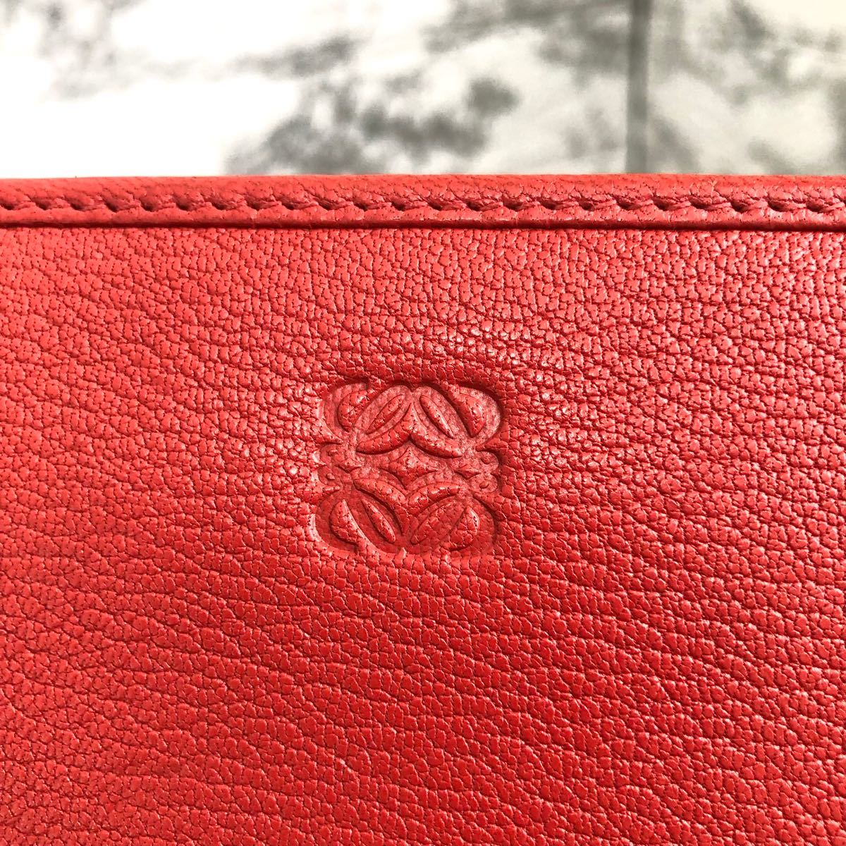 良品☆LOEWE ロエベ アナグラム ラウンドファスナー 長財布 オレンジ