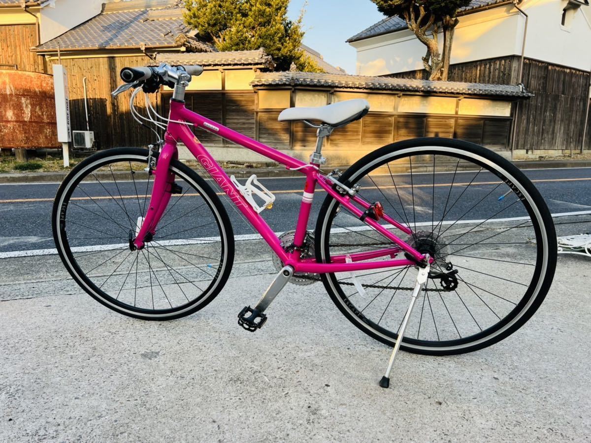 最安値挑戦】 高級 GIANT ピンク アルミフレーム 可愛いい自転車 現状 